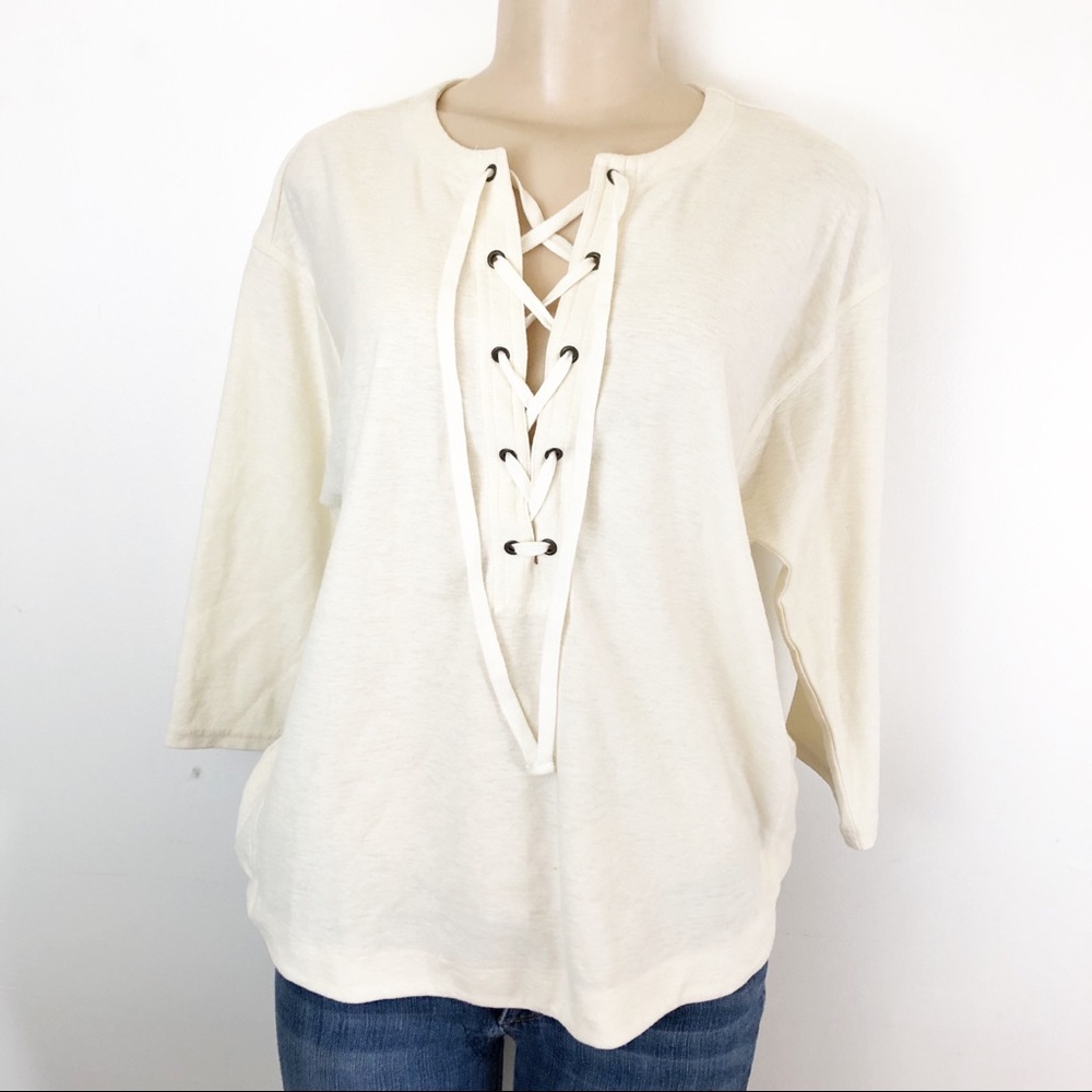 SOLD Madewell Libra Lace-up Long Sleeve Shirt - Picture 2 of 6